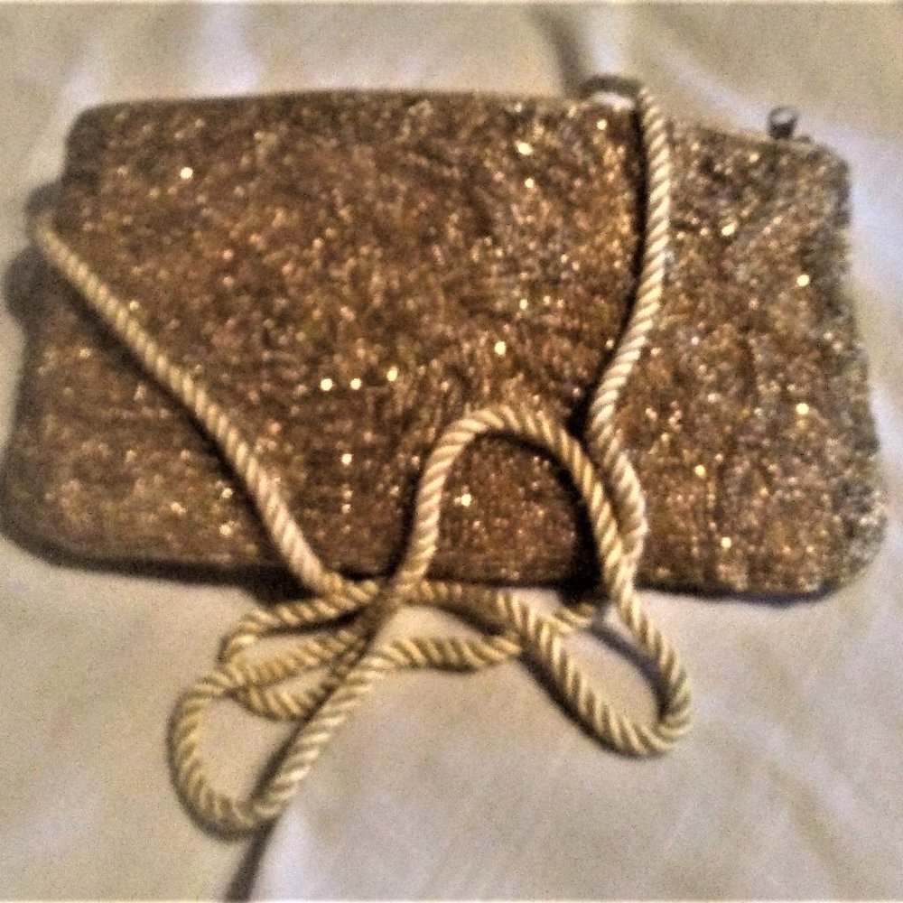 Beautiful Gold Beaded Clutch Evening Bag Nordstrom, Cocktail Purse, Party Bag